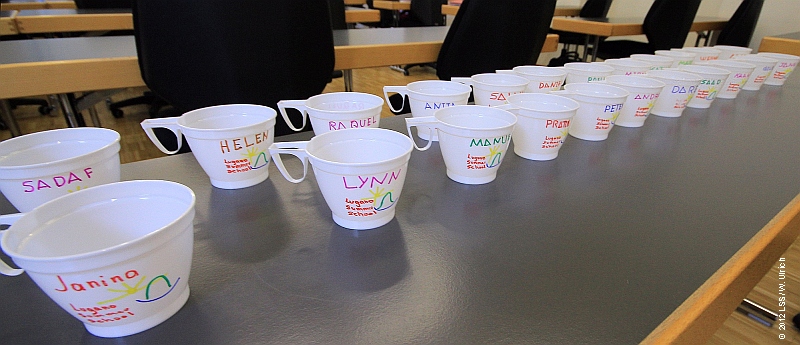Morning coffee in class: the LSS 2012 coffee cups!